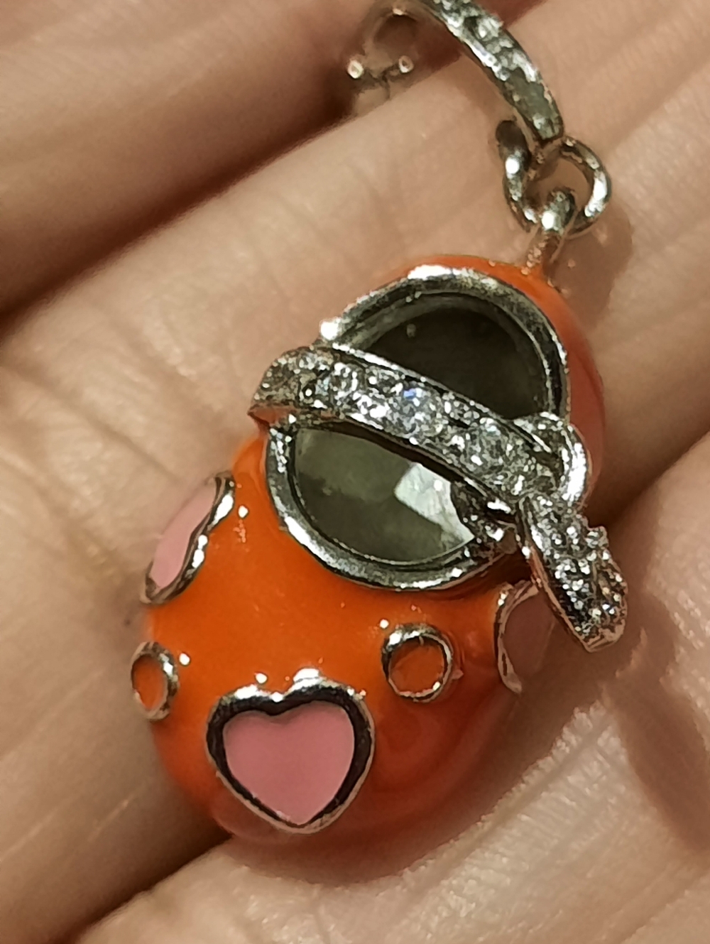 Orange BABY SHOE Charm Pendant Solid Sterling Silver 4 your European Bracelet